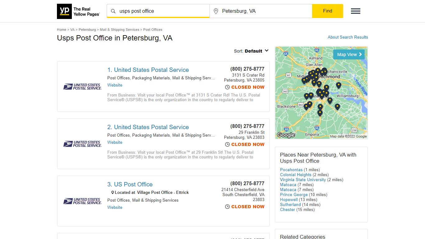 Usps Post Office Locations & Hours Near Petersburg, VA - YP.com