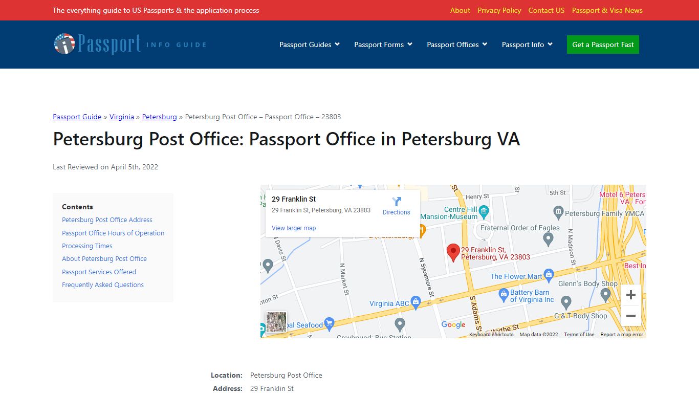 Petersburg Post Office: Passport Office in Petersburg VA